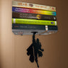 Vertical Hold superhero floating bookshelf on realistic brown wall