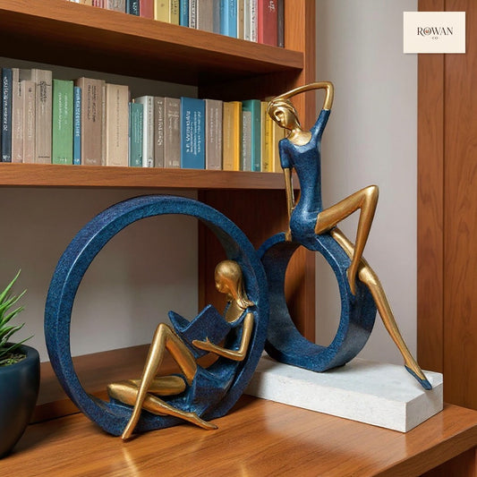 Abstract Woman Reading Circular Sculpture