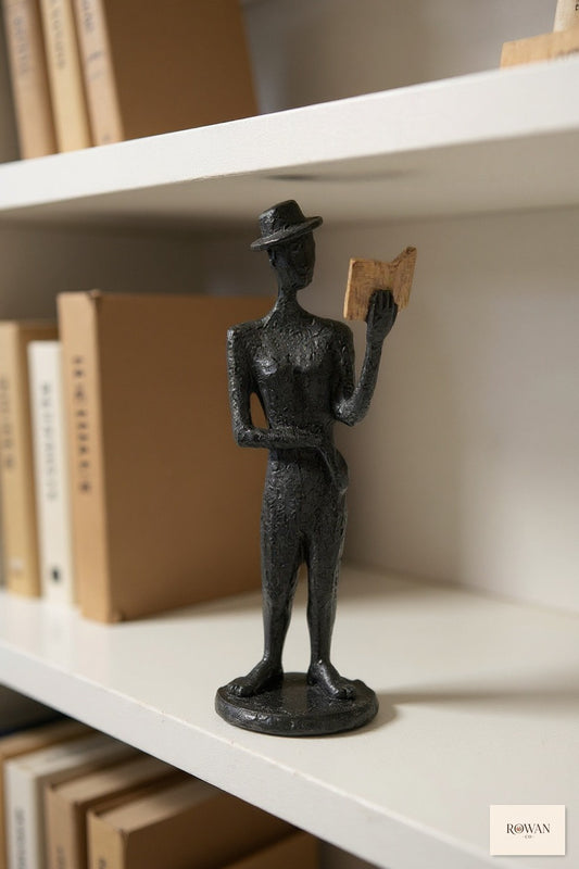 Skinny Reader Figurine with Hat