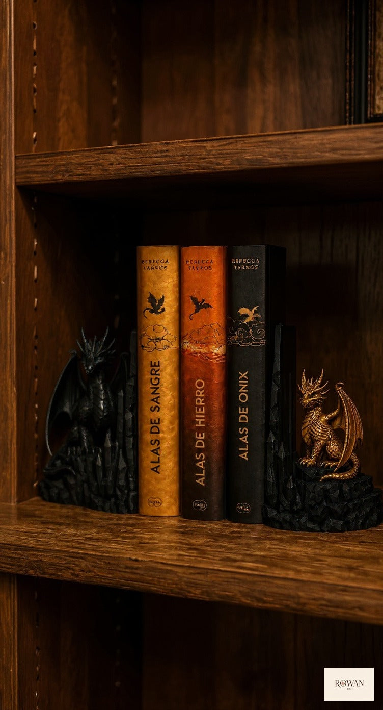 Black and Gold Dragon Guardian Bookends