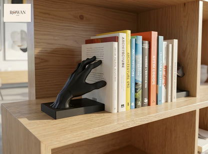Matte Black Hand Bookend Pair