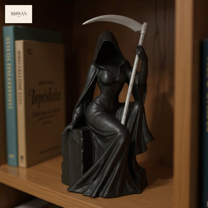 Hooded Reaper with Scythe Sculpture