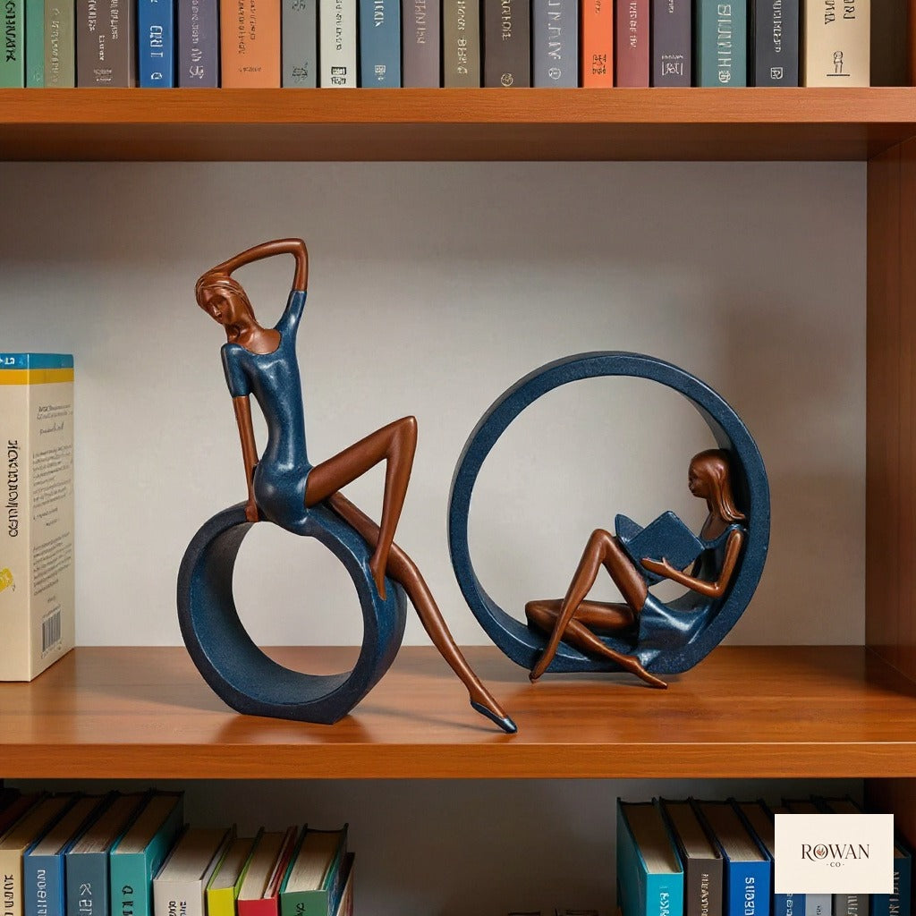 Abstract Woman Reading Circular Sculpture