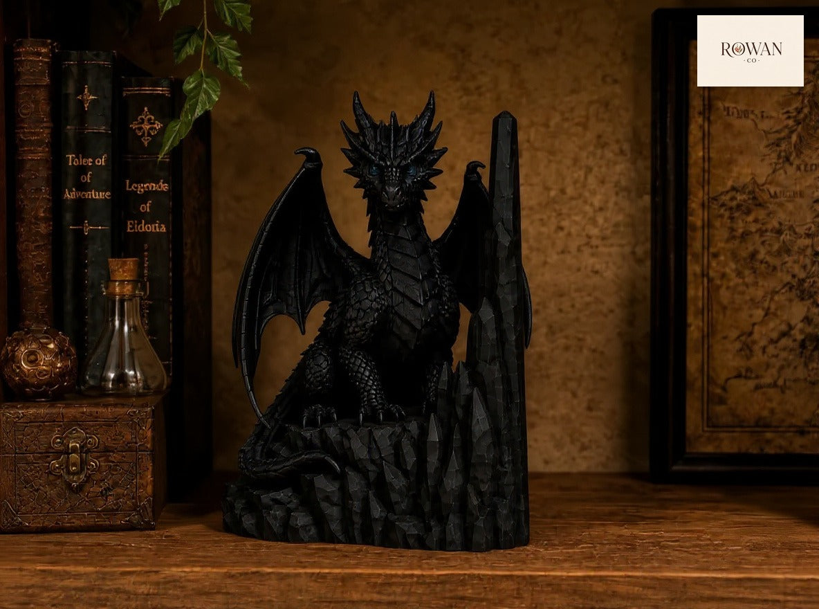 Black and Gold Dragon Guardian Bookends