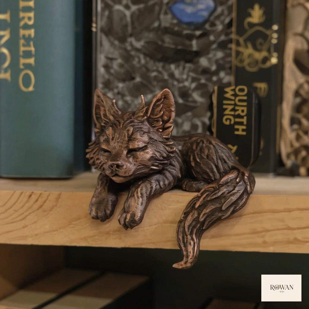 Sleeping Bronze Dragon Shelf Sitter