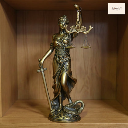 Lady Justice Desk Clock Sculpture