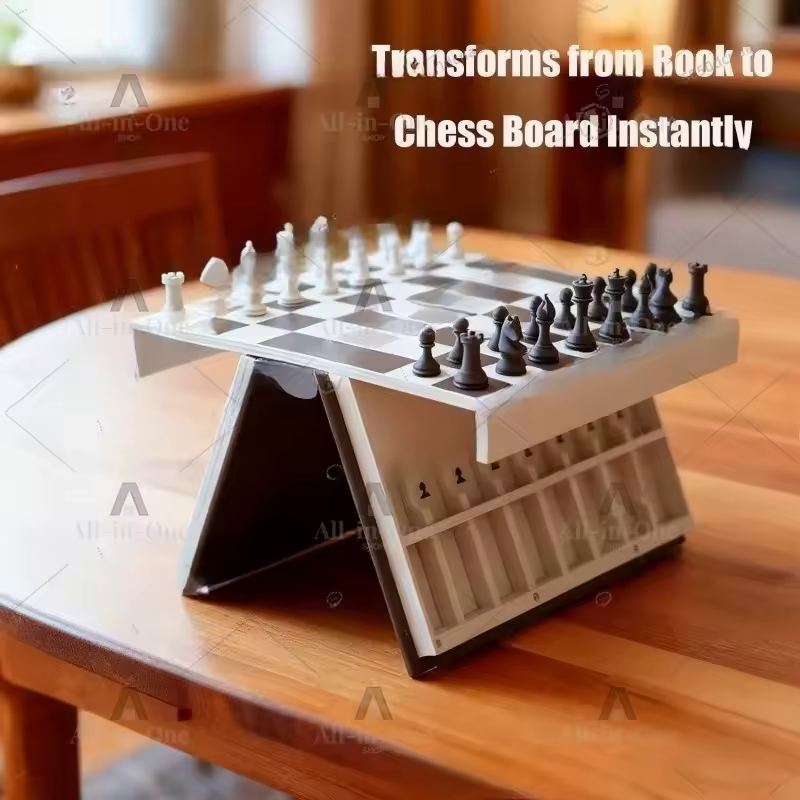 Book transforms into a standing chess board