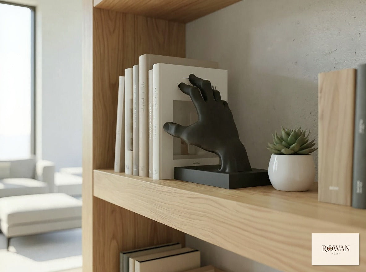 Matte Black Hand Bookend Pair