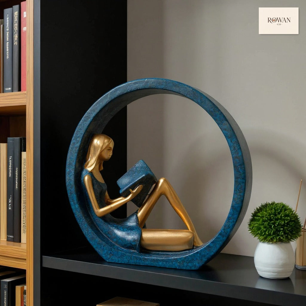 Abstract Woman Reading Circular Sculpture