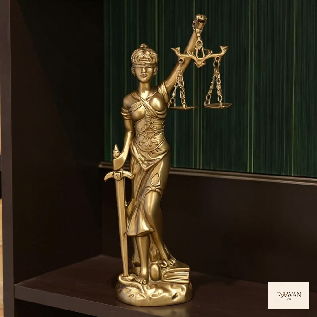 Lady Justice Desk Clock Sculpture