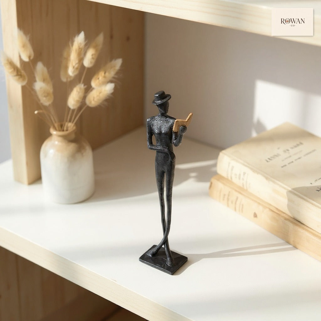 Skinny Reader Figurine with Hat
