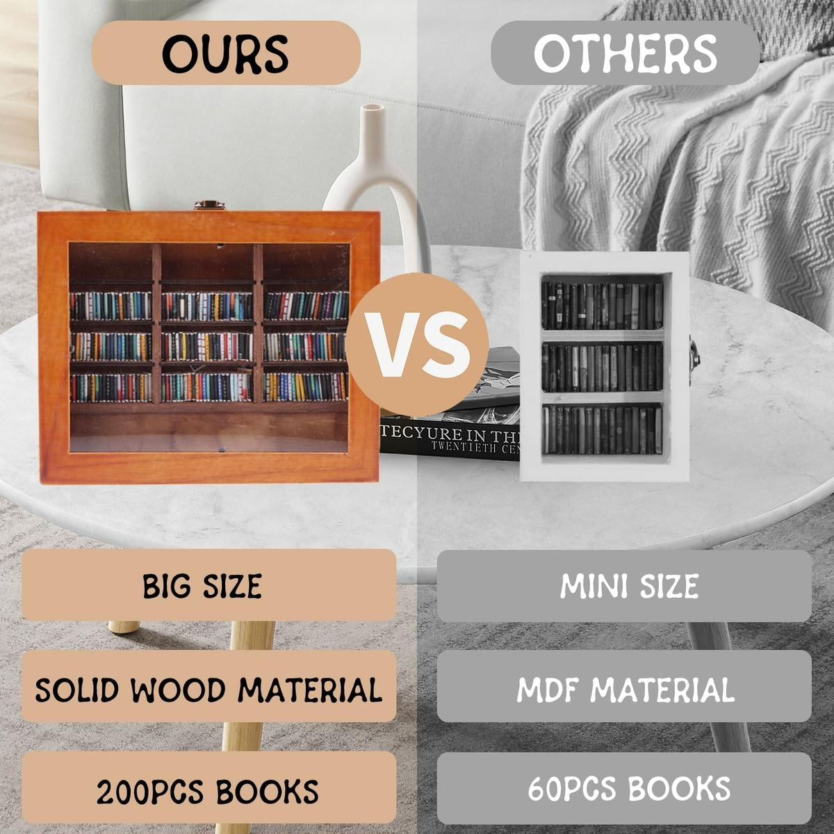 Lifestyle desk styling with anxiety mini bookshelf