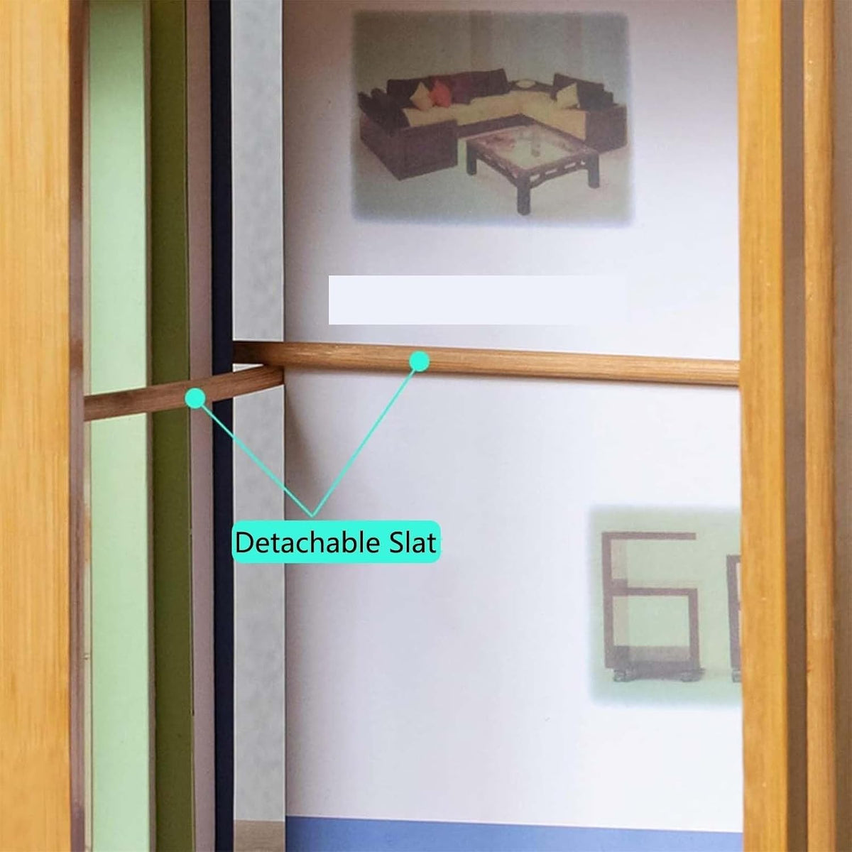 Multi-tier bamboo rotating bookshelf detail