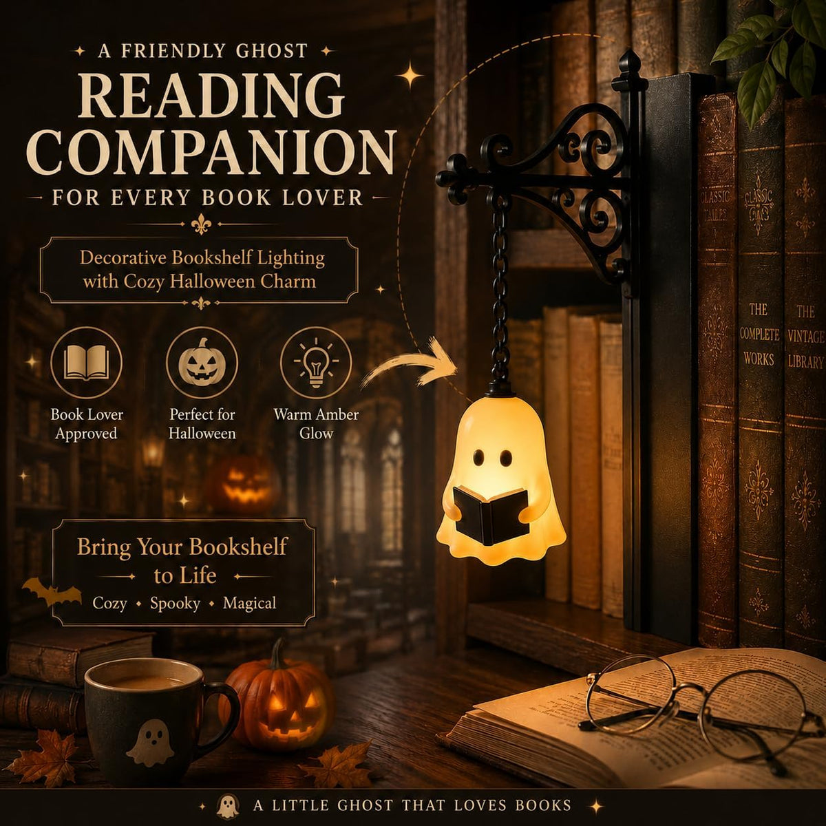 Ghost hanging bookshelf lantern alternate lifestyle angle