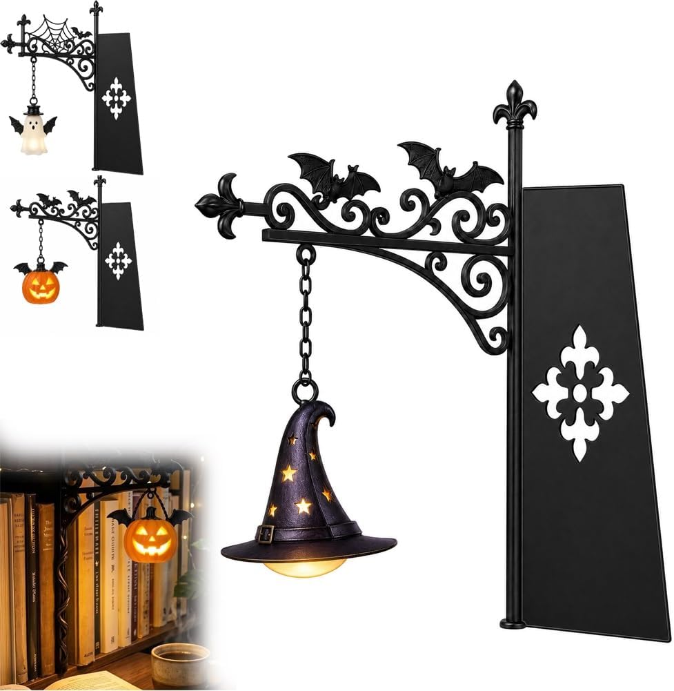 Witch Hat hanging bookshelf lantern Halloween style